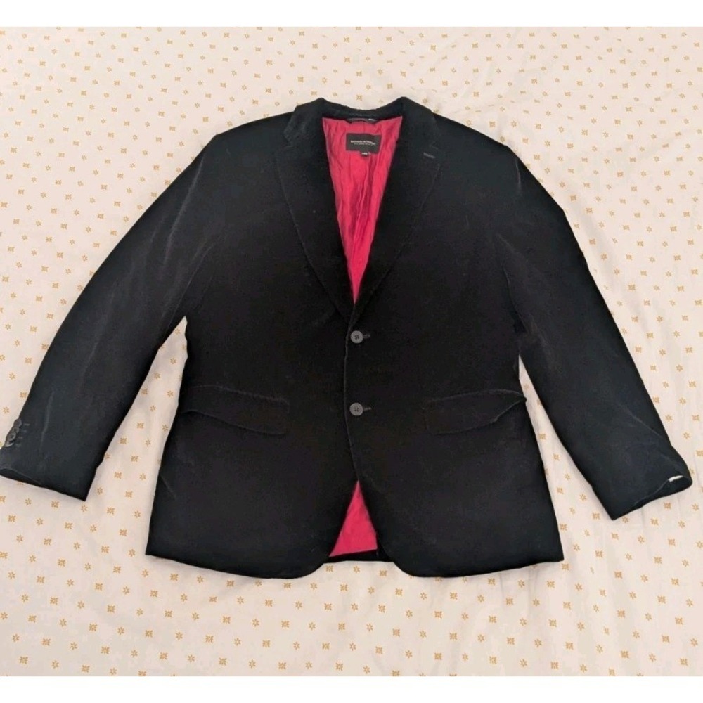 Banana Republic Blazer 42R Black Velvet Tailored Slim Fit Smoking Lounge Jacket